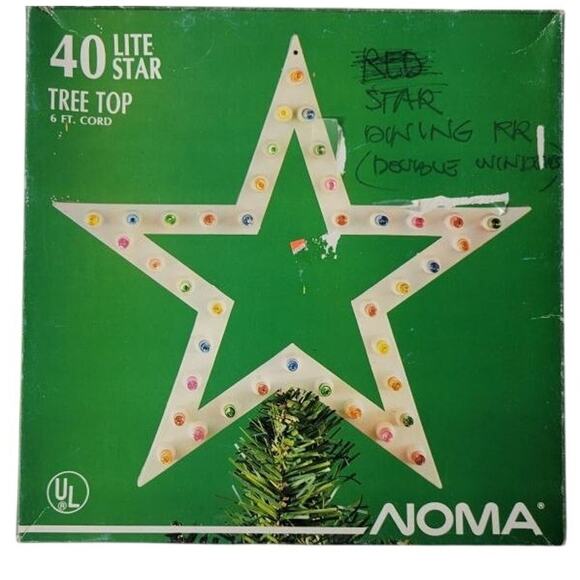 70's VTG NOMA Christmas Tree Star Top 40 Light Clear With Box window decor - Picture 1 of 6